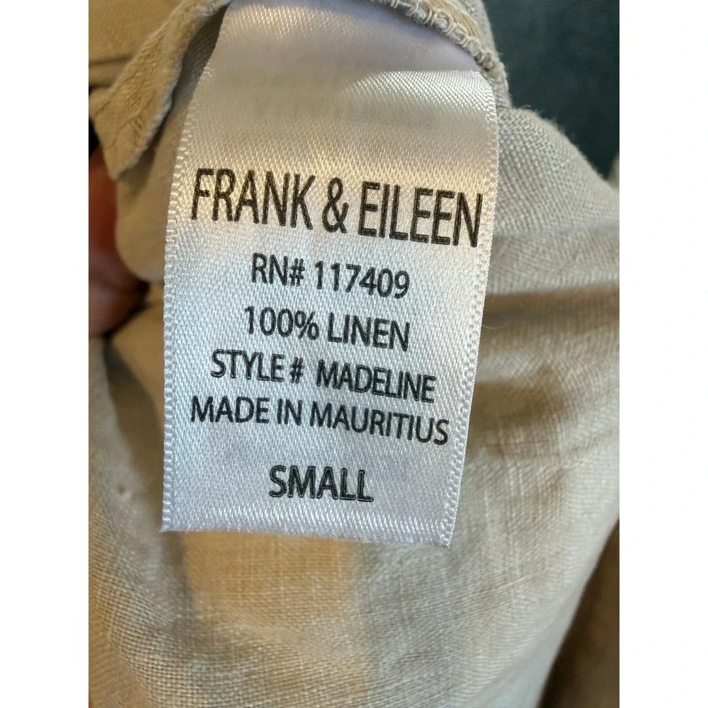 Frank & Eileen Madeline Wide Leg Linen Pants Oatmeal Beige Womens Small